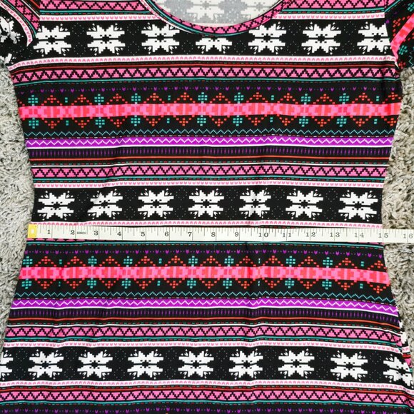 MD Bobbie Brooks Womens Midi Sheath T-Shirt Dress Size Nordic Print Soft Stretch - Picture 6 of 14